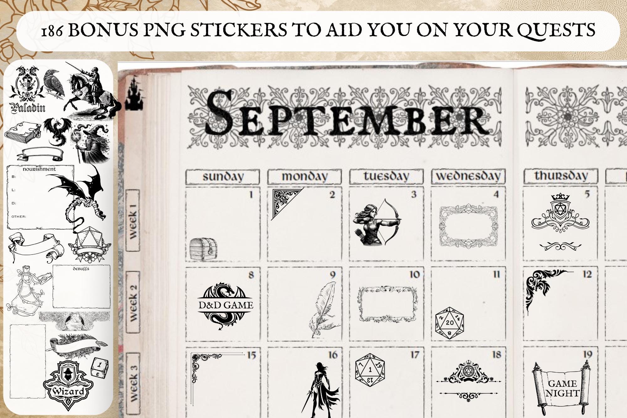 DIGITAL Quest Log RPG March 2025 to February 2026 Monthly & Weekly ...