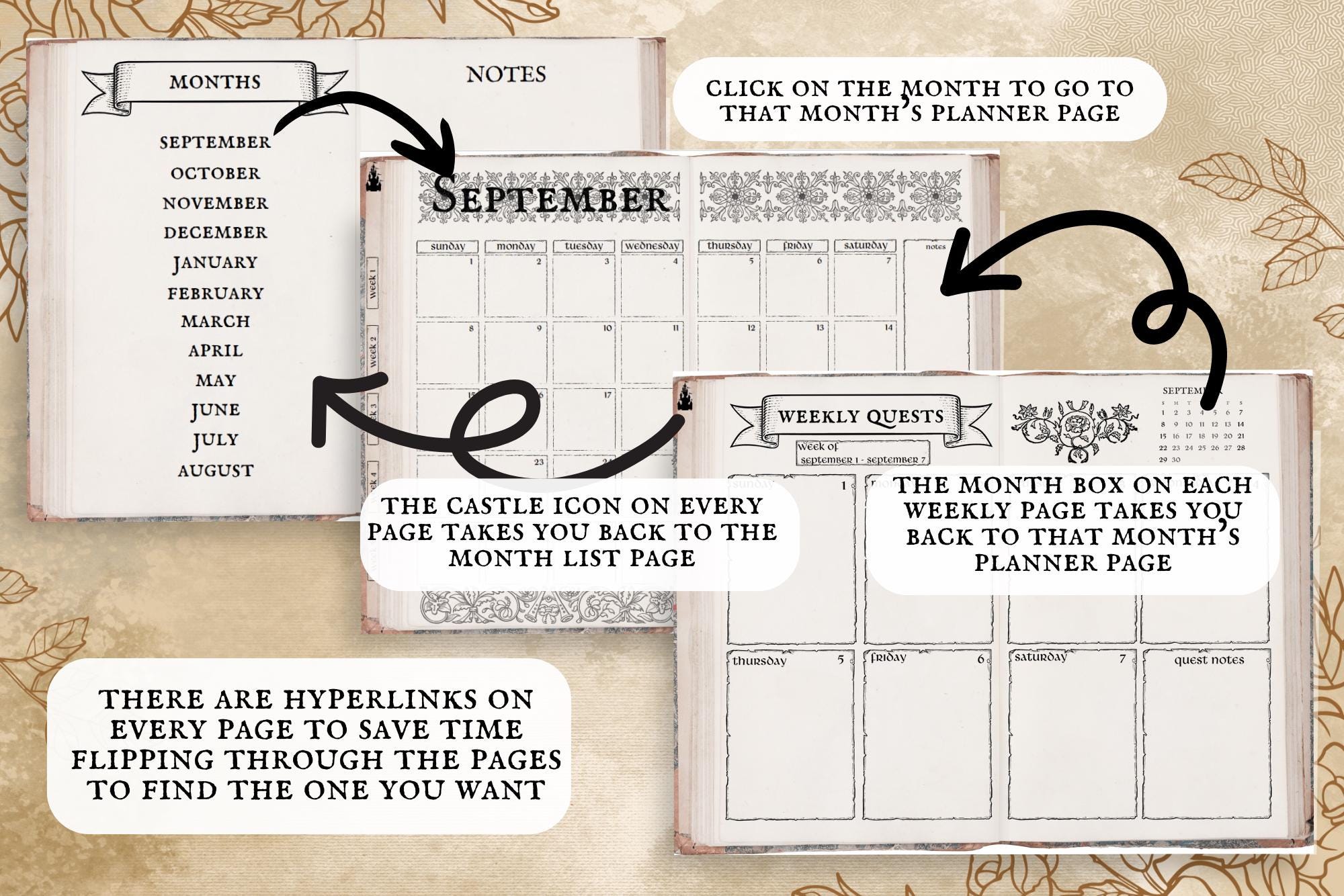 DIGITAL Quest Log RPG March 2025 to February 2026 Monthly & Weekly ...