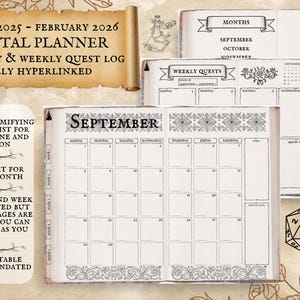 DIGITAL Quest Log RPG March 2025 to February 2026 Monthly & Weekly ...