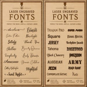 Font names for personalization.