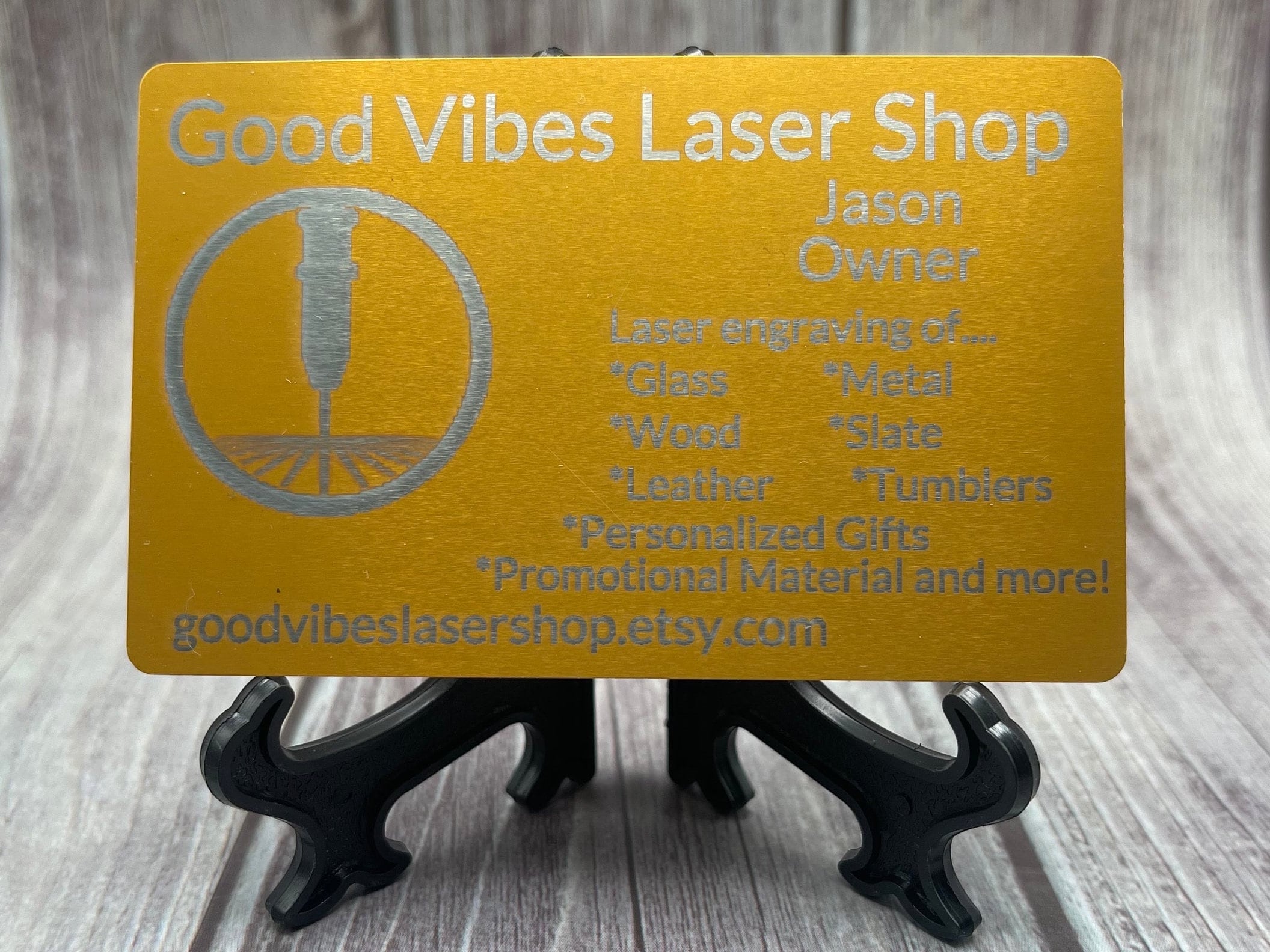 Custom Laser Engraved Metal Business Cards Single or Double Etsy