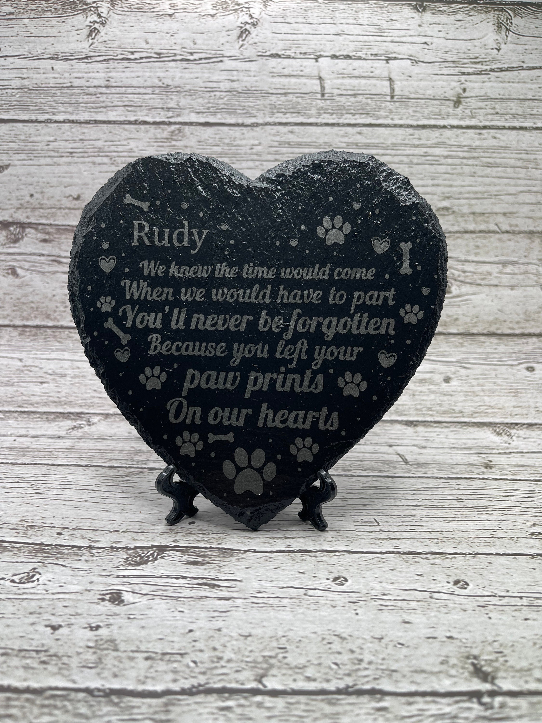 Pet Memorial Heart Stone Personalized Dog Slate Memorial Etsy