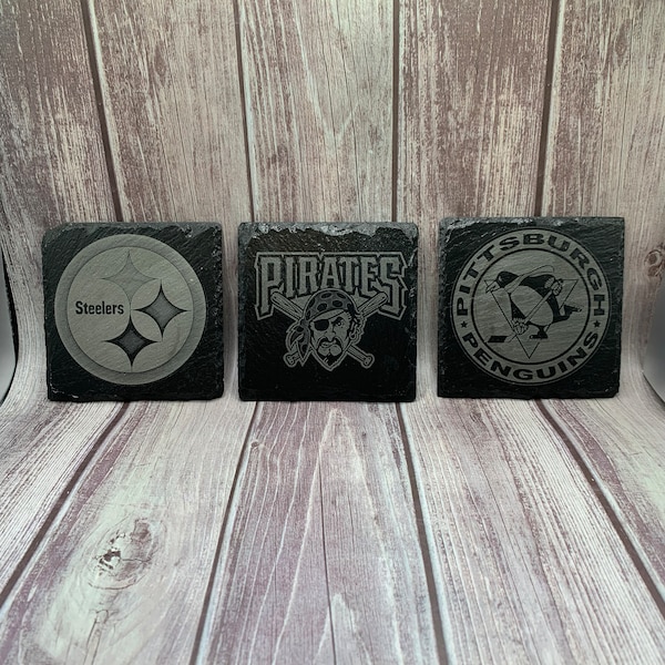 Sports Logo Slate Drink Coasters - Laser Engraved Designs to Choose from your favorite sports team