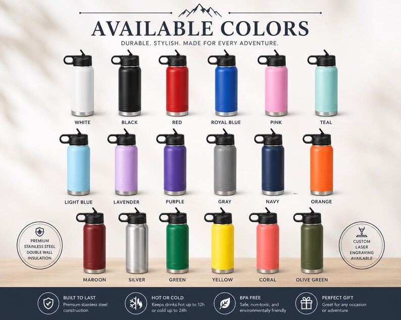 Laser Engraved Polar Camel 32oz Water Bottle - Etsy
