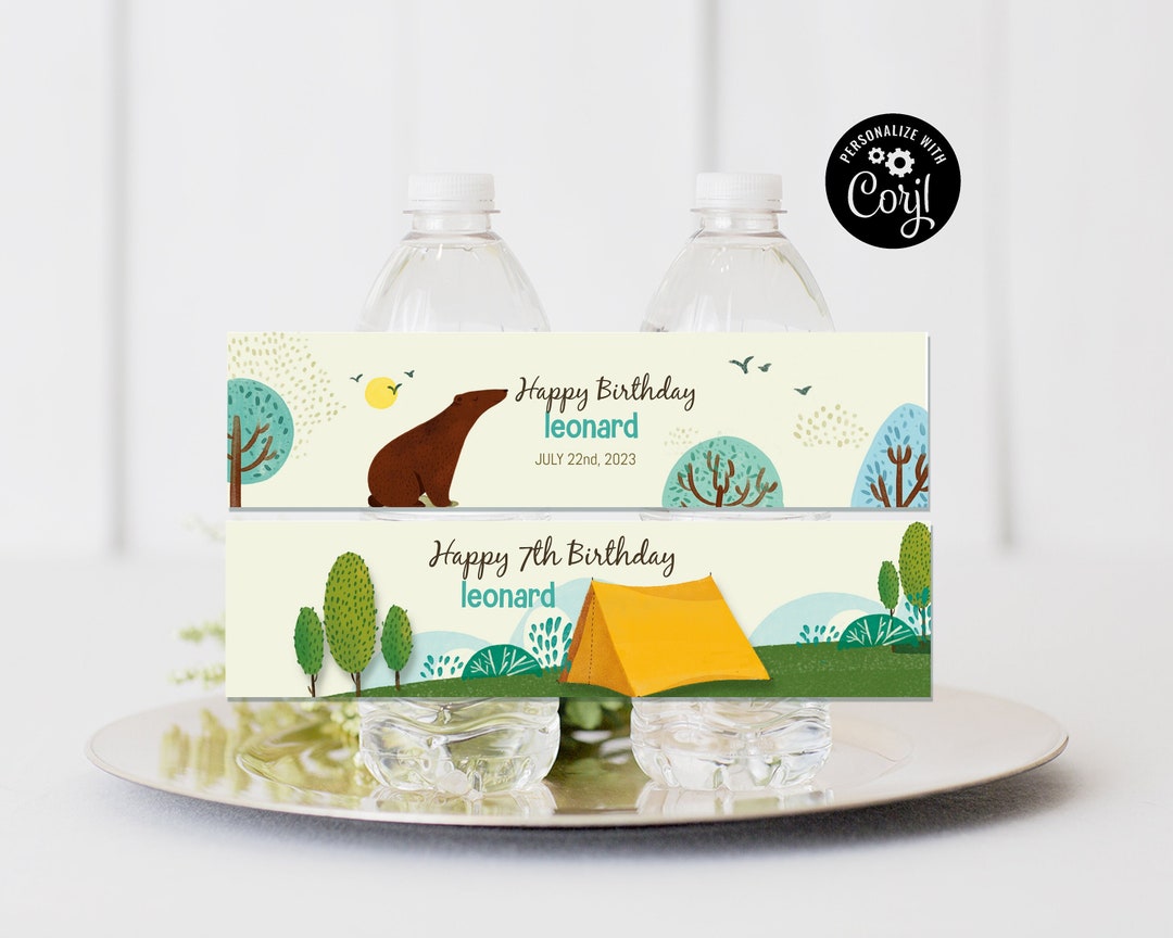 Camping Theme Party Water Bottle Labels Holiday Camp Water - Etsy