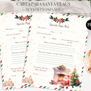 Carta a Papá Noel en español PDF, Christmas wish letter in Spanish printable, kids traditional letter to Santa instant download  SCCC