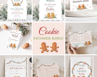 Cookie Exchange party bundle, Christmas cookie invitation set, Holiday cookie swap kit, Christmas Cookie party awards, Christmas decor CCE