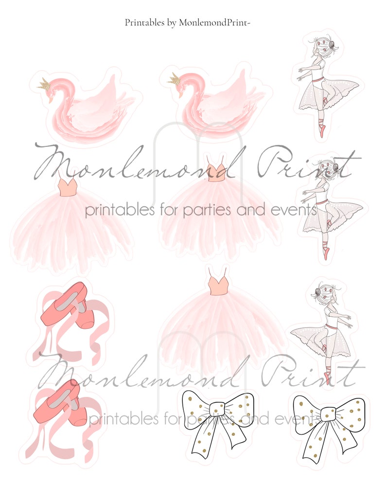 Ballerina Cupcake Toppers Printable, Pale Pink Ballet Toppers for Girl ...