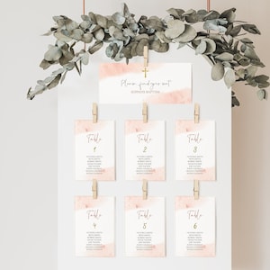 Segnaposto per battesimo moderno modificabile per bambina, modello di segnaposto per battesimo rosa, segnaposto per battesimo rosa polveroso per gli ospiti PWB