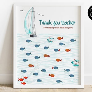 Arte editable con huellas dactilares para agradecer a los maestros, plantilla de póster con la firma de agradecimiento a los maestros, obsequio de agradecimiento a los maestros de parte de los niños, fin de año