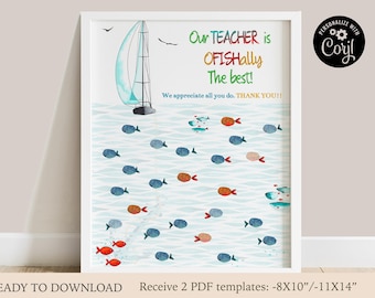 Teacher appreciation fingerprint instant download, Thank you Teacher gift from kids,  best teacher fingerprint art, teacher gifts