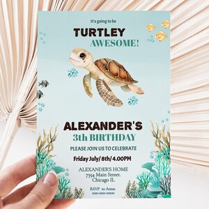 Sea Turtle Birthday Invitation editable Ocean Theme Party Invite Template Under the sea invitation Printable Sea animals party