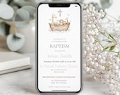 Noah’s Ark Baptism Evite, Editable Mobile Invitation Template NAB