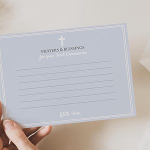 First Communion Prayers and Blessings Cards template, Boy Holy Communion Wishes card printable, Communion prayer card editable,  DBFC