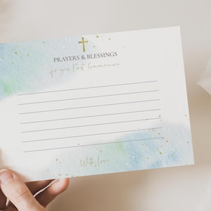 Prayers and blessings Communion card template, Editable First Communion Prayer Cards for Boy – Printable Wishes & Blessings instant download
