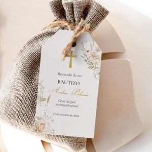 Spanish Floral Baptism Favor Tags: Winter Roses (Digital Download)