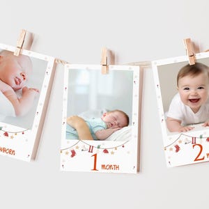 Weihnachten 1. Jahr Foto Banner bearbeitbar, Oh was Spaß erste Jahr Foto Girlande, Baby's monatlich Meilenstein Foto Banner, Winter Geburtstag WFFB