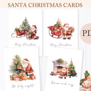 Ensemble de cartes de père Noël, cartes du père Noël imprimables, joyeux Noël 4 cartes PDF, cartes de Noël traditionnelles imprimables, cartes saisonnières SCCC