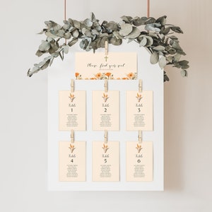 Modèle de cartes de table de baptême tournesol, cartes de table florales bohèmes modifiables, sièges de réception floraux rustiques, thème tournesol SFB