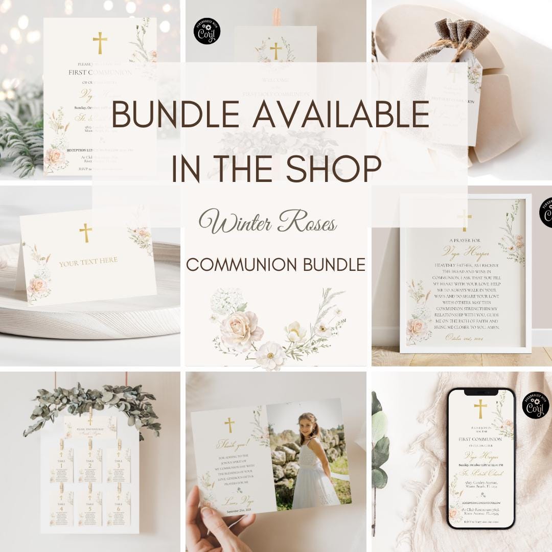 Winter Communion Delicate Floral Communion Welcome Sign, Winter Floral Holy Communion ...