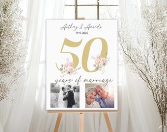 50th Anniversary Photo Collage Poster: Golden Wedding Keepsake (Editable Template, Digital Download)