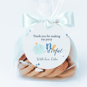 Editable ONEderful Birthday Favor Tags: Blue Thank You Gift Tags (Digital Download)