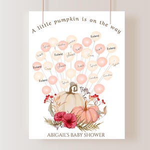 Herbst Baby Shower alternatives Gästebuch, druckbares Kürbis Signature Poster, bearbeitbares Herbst Baby Shower Sign in Poster, A little Kürbis
