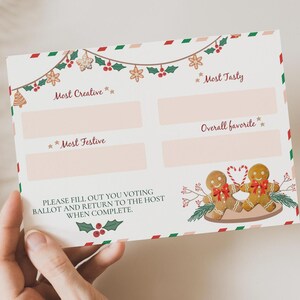 Weihnachtsplätzchenbörse Abstimmungszettel, Feiertags-Plätzchen-Party Abstimmkartenvorlage, Weihnachtsplätzchen-Tausch-Wahlkarten druckbare CCE