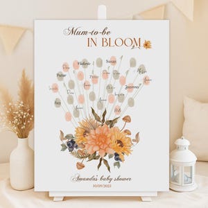 Autumn Floral Fingerprint Guest Book: Mum-to-Be Baby Shower Keepsake (Digital Download)