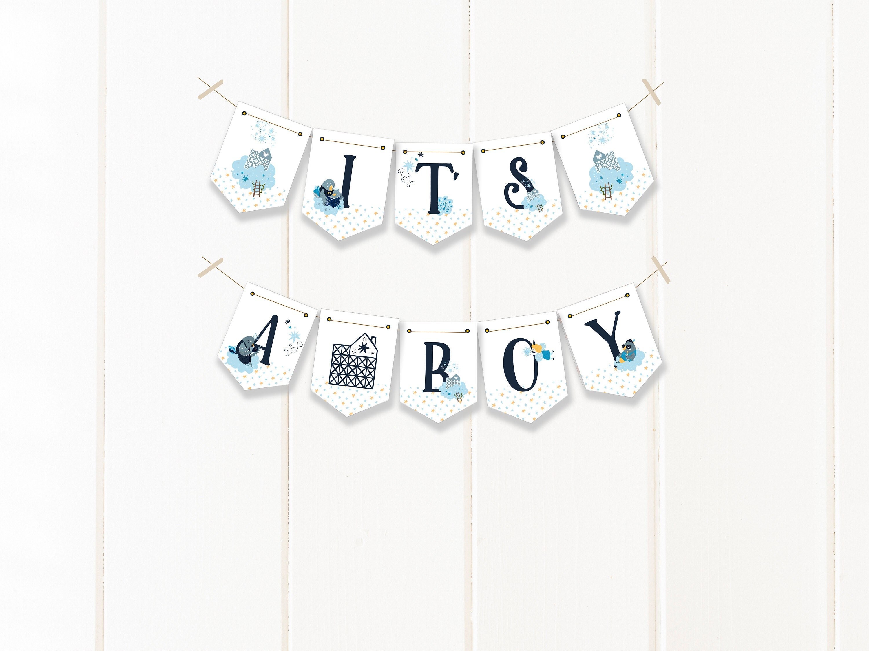It's a Boy Digital Banner for Baby Shower, Blue Sky Gender Reveal