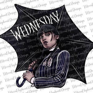 Wednesday Addams Png Sublimation Design, Addams Family Png, Jenna Ortega Wednesday Girl with Umbrella, Instant Download