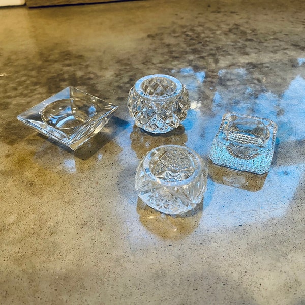 Vintage Clear Glass Cut Glass Salt Cellars