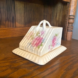 Antique Royal Bonn Porcelain Covered Cheese Dish- Floral Victorian Cheese Safe