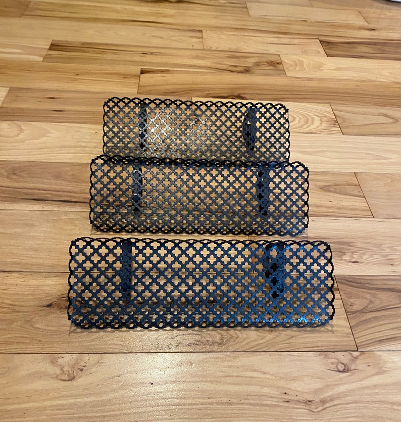 Vintage Midcentury Quatrefoil Wire Mesh Lattice Shelves With Heart