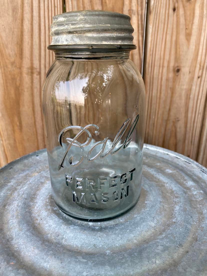 Large Antique Glenshaw Square Mason Jars with Zinc Lids (c.1930s) – Rush  Creek Vintage