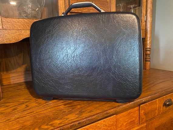 Vintage Navy Blue Samsonite Hard Shell Suitcase- … - image 2