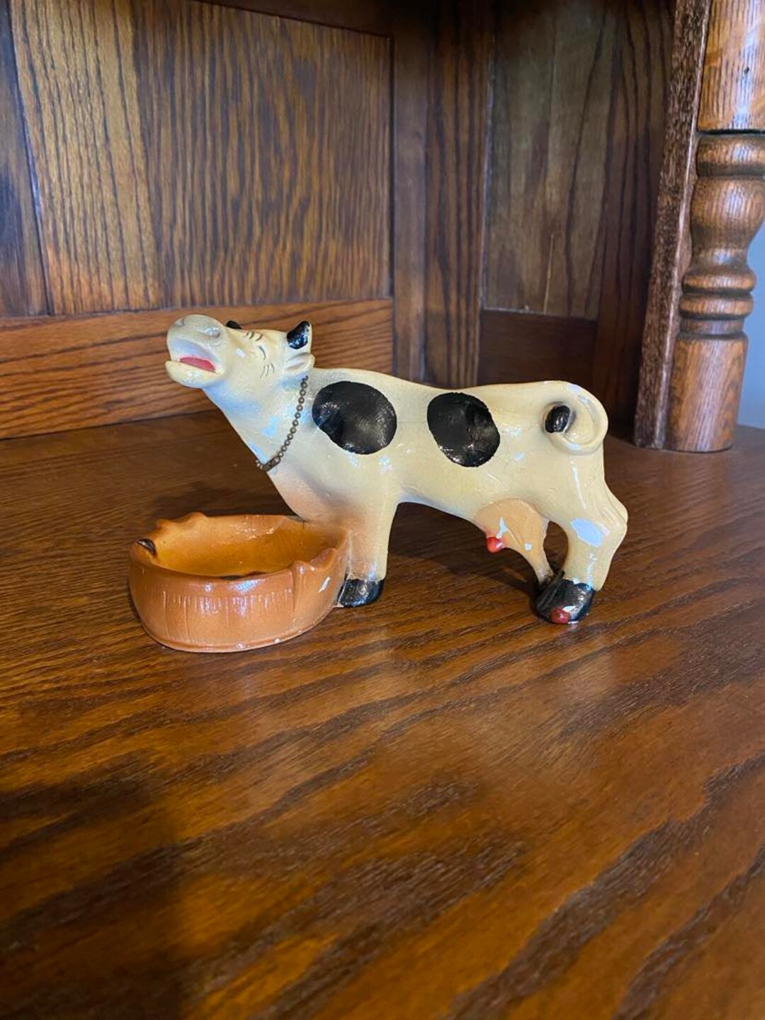 Unique Vintage Chalkware Cow Ashtray so You Think You May Have Troubles