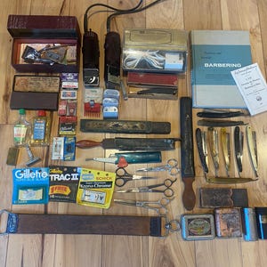 Lot of Vintage and Antique Barber Tools and Supplies- You get everything pictured