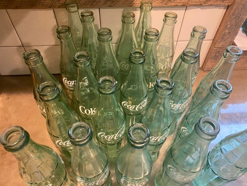 Vintage 10 Oz Cocacola Coke Bottles Green Glass 1960s and 1970s Etsy
