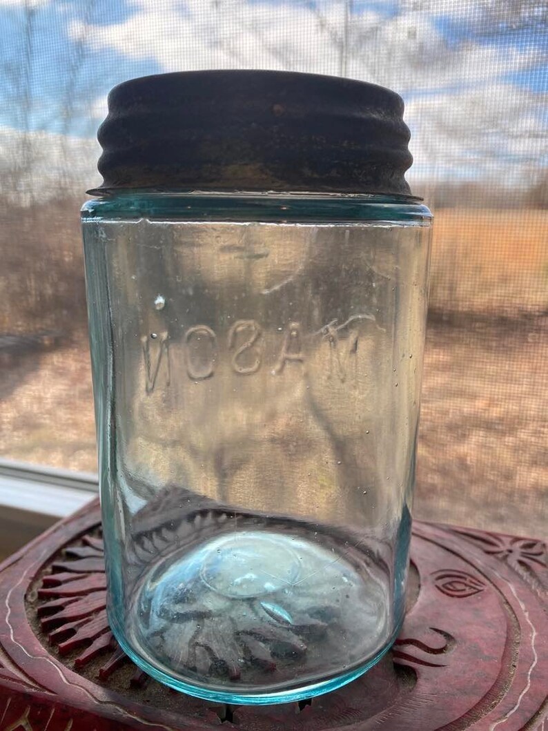 RARE Antique Pint Mason Jar With Zinc Lid Etsy