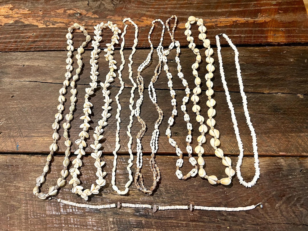 Vintage Seashell Necklaces- Puka Shell Cowrie Shell Strand Necklaces - Etsy