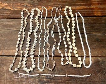 Vintage Seashell Necklaces- Puka Shell Cowrie Shell Strand Necklaces