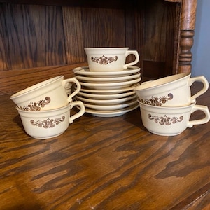 Vintage Pfaltzgraff Village Stoneware Teacup and Saucer Sets