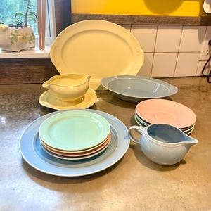 Vintage Lu-Ray Pastels (TS&T) Dinnerware- Plates Bread Plates Saucers Gravy Boat Platter Creamer Serving Bowl- Blue Pink Green Yellow