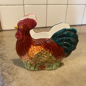Vintage Ceramic Rooster Napkin Holder Letter Holder- 5 x 4.5 Inches