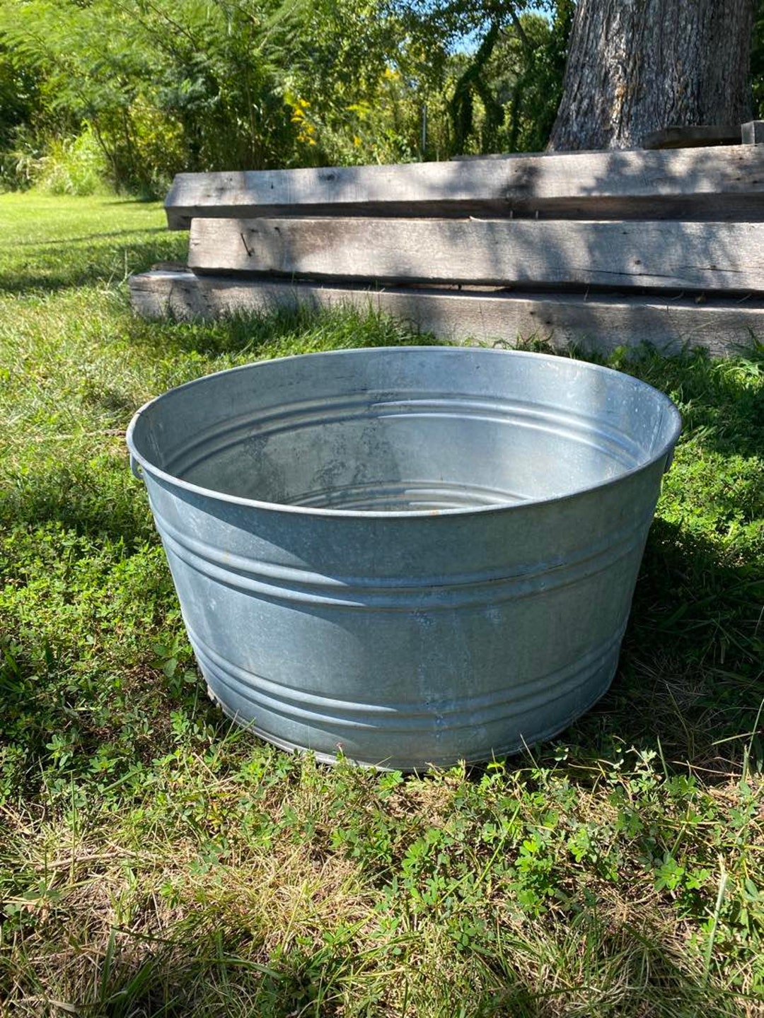Extra Large Vintage Galvanized Wash Tub With Handles 2 Etsy