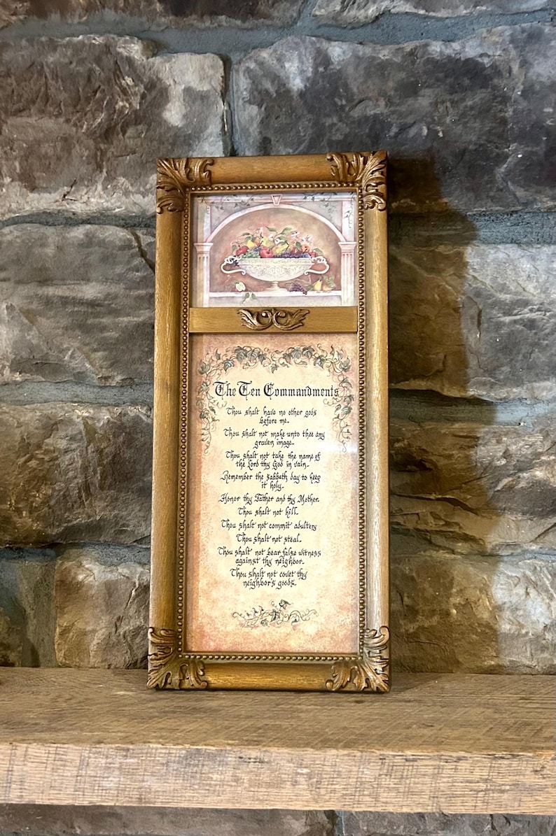 The Ten Commandments Home Interiors Gold Framed Wall Hanging- 19 3/4 X ...
