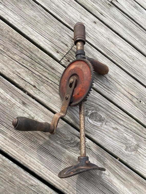 Vintage hand crank drill discount