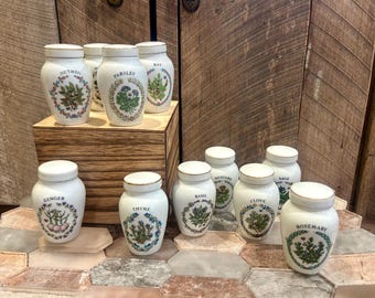 Franklin Mint Gloria Concepts Porcelain Spice Jars-Parsley Rosemary Basil Nutmeg Mustard Ginger Sage Thyme Clove Onion Bay Leaf Replacements