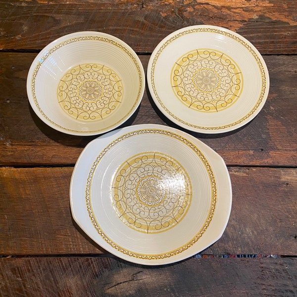 Vintage Max Schonfeld Sierra Ironstone Dishes- Handled Cake Plate Platter, 9" Vegetable Bowl, 10" Dinner Plate- Replacement Dishes Sierra